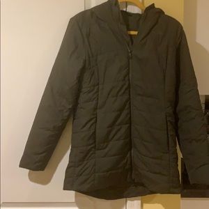 North face women’s long jacket olive green